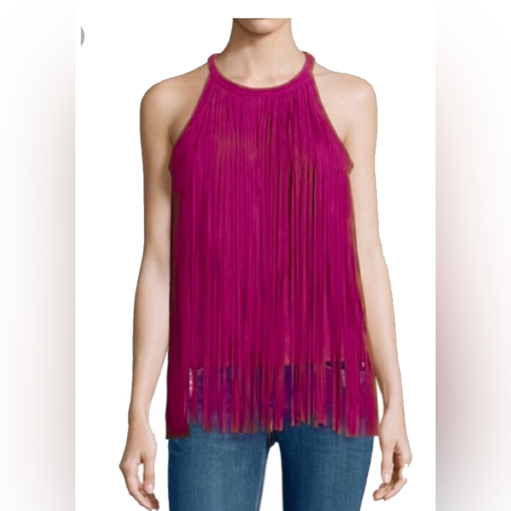 Bagatelle faux shade fringe top fuchsia
